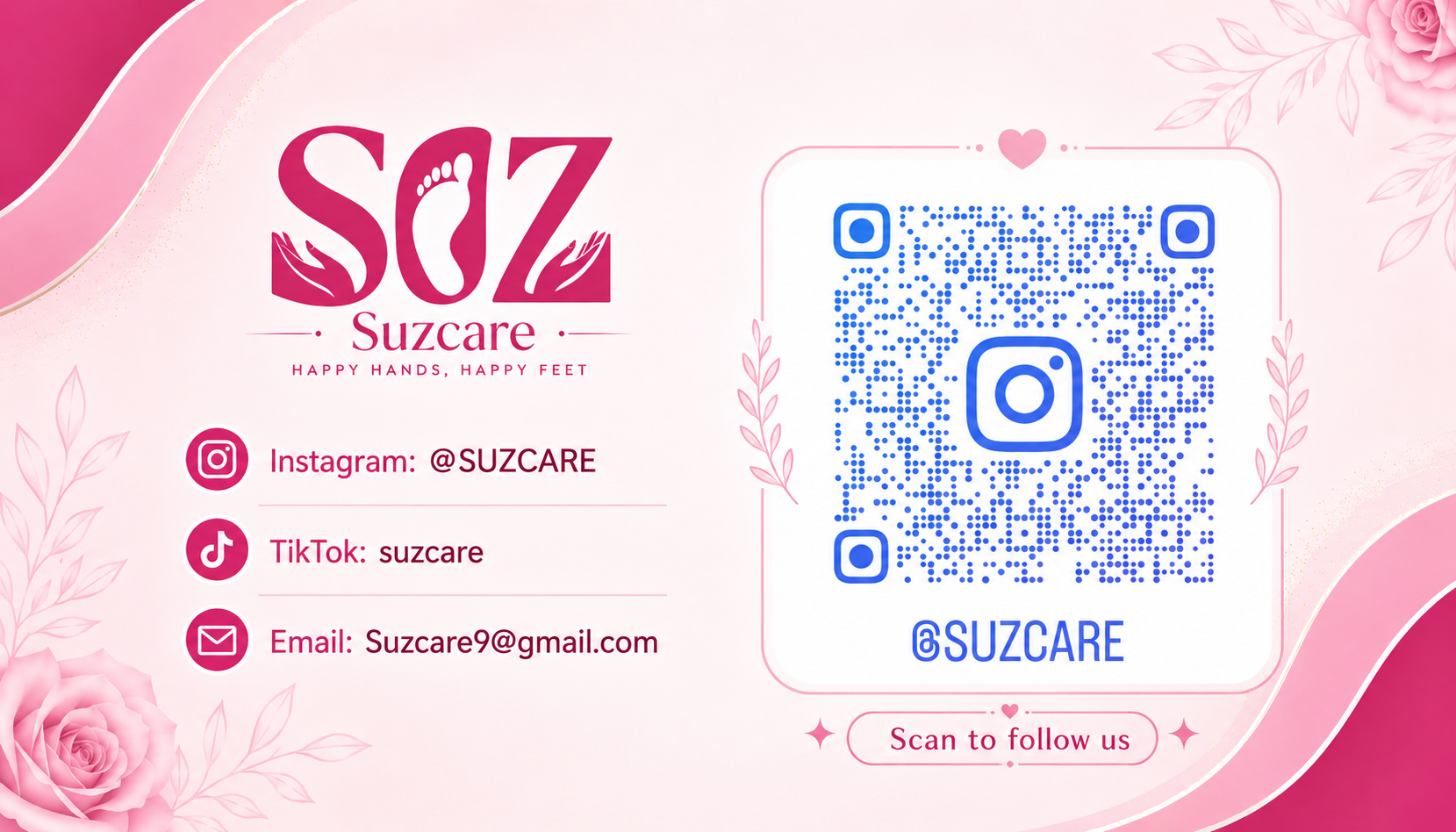 Suzcare contact card with QR code